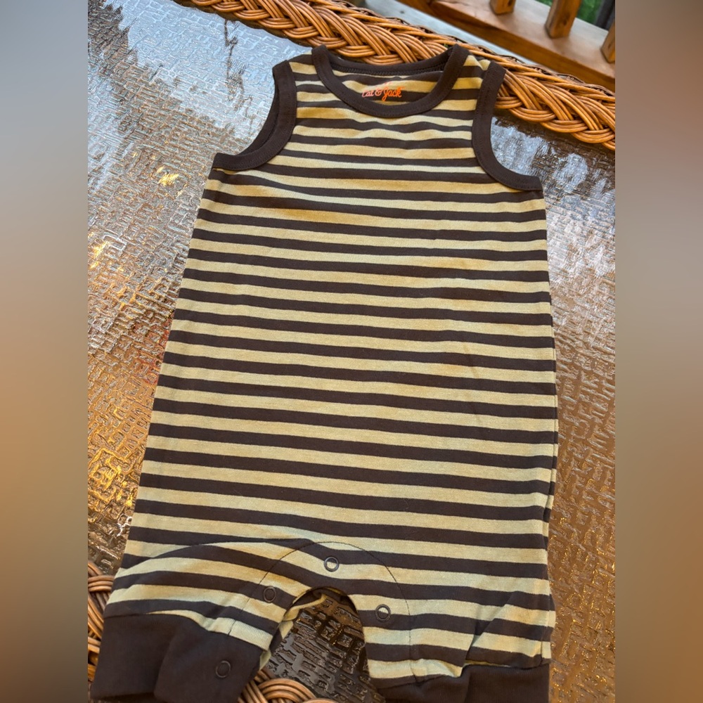 Cat & Jack Brown and Cream Striped Tank One-Piece
